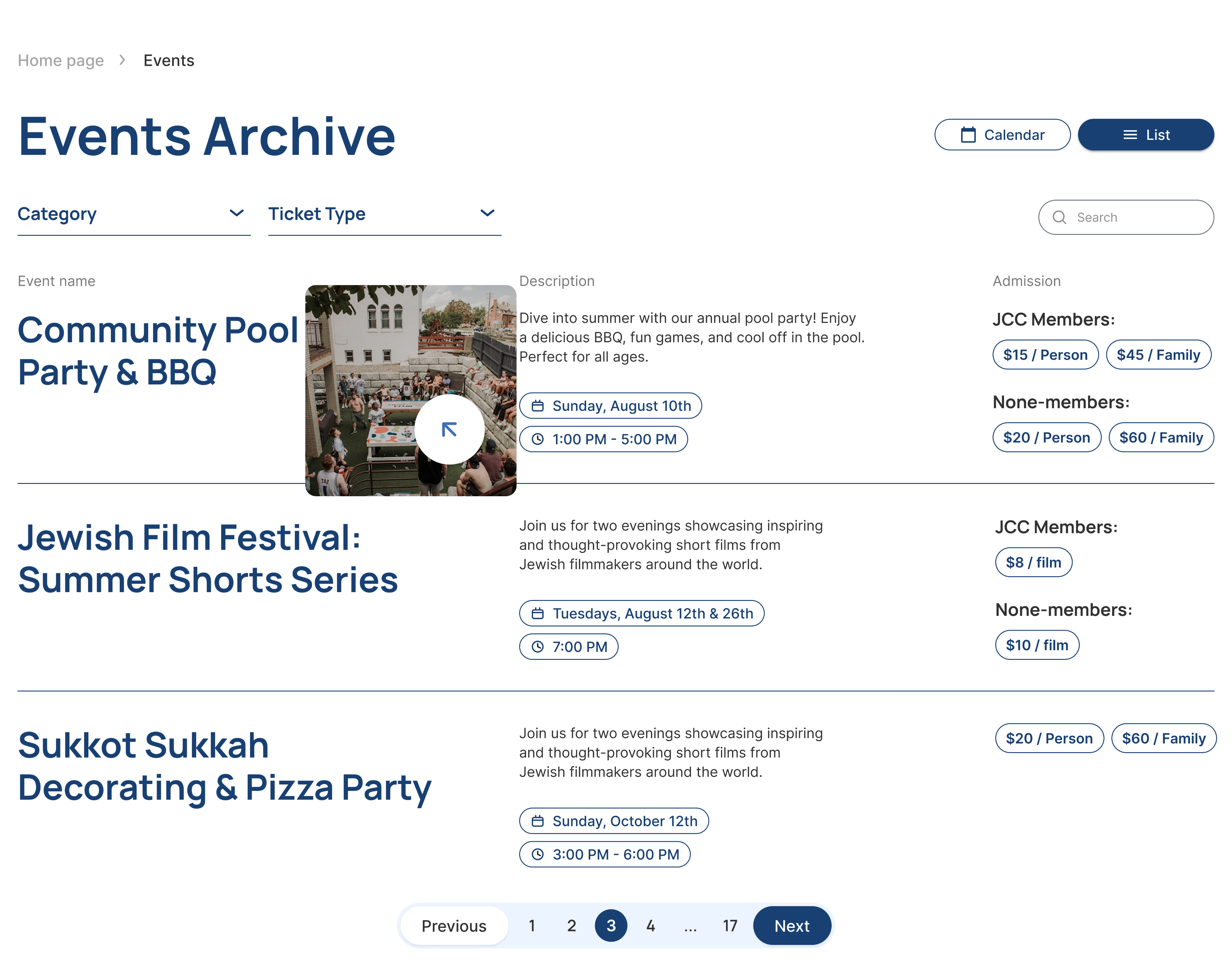 Search functionality interface